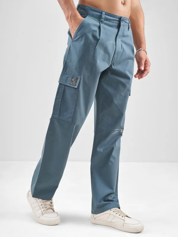 Marvel By Highlander Men Blue Iron Man Straight Fit Solid Cargos