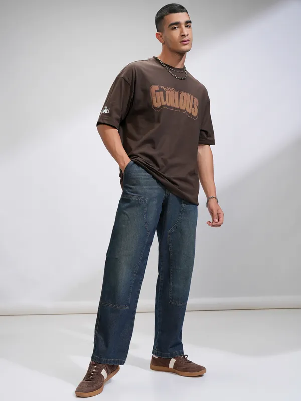 Marvel By Highlander Men Brown Loki Printed Round Neck Oversized Fit T-Shirt