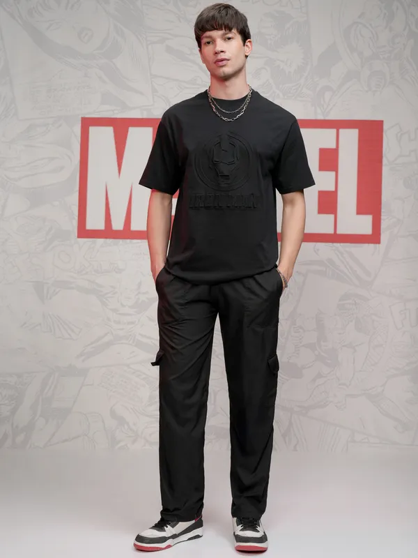 Iron Man Men Self Design Round Neck T-Shirt
