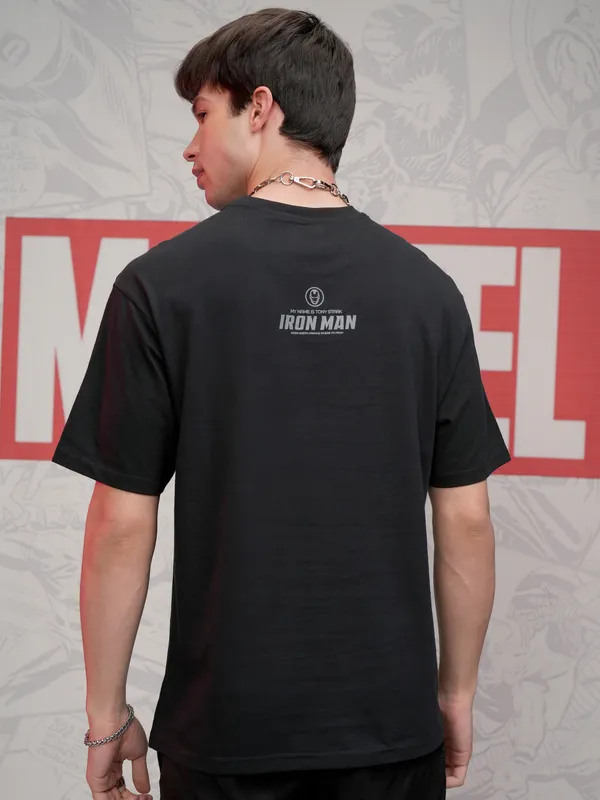 Iron Man Men Self Design Round Neck T-Shirt
