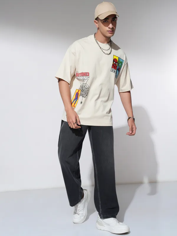 Spider-Man Men Printed Round Neck Oversized Fit T-Shirt