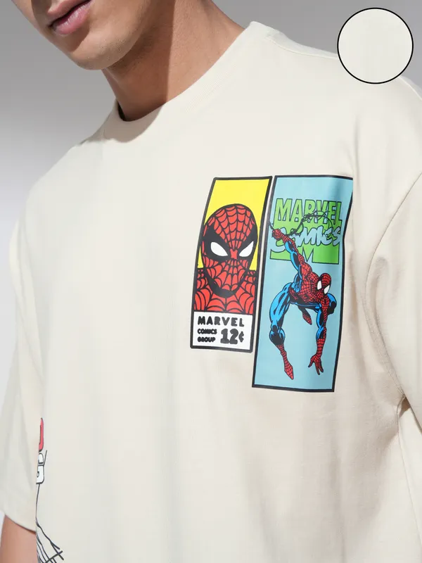 Spider-Man Men Printed Round Neck Oversized Fit T-Shirt