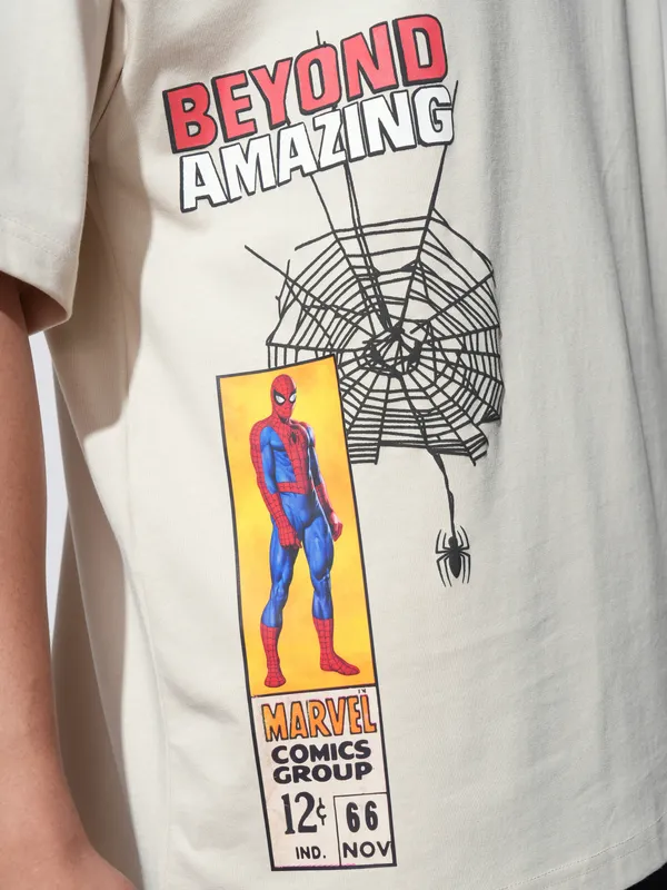 Spider-Man Men Printed Round Neck Oversized Fit T-Shirt