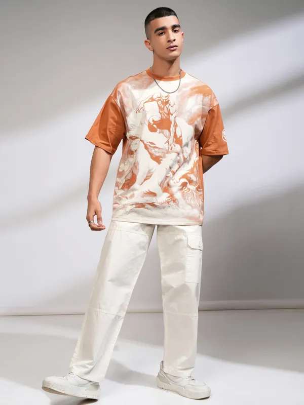 Black Panther Men Printed Round Neck Oversized Fit T-Shirt