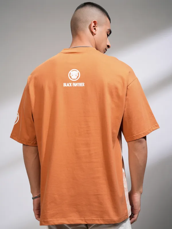 Black Panther Men Printed Round Neck Oversized Fit T-Shirt