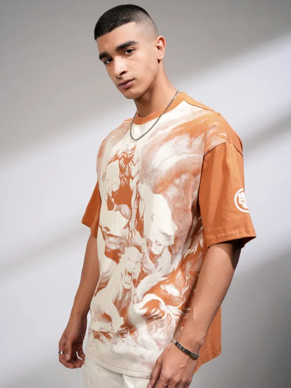 Black Panther Men Printed Round Neck Oversized Fit T-Shirt