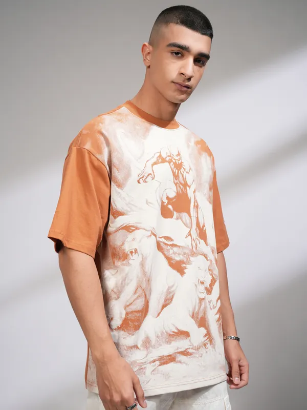 Black Panther Men Printed Round Neck Oversized Fit T-Shirt