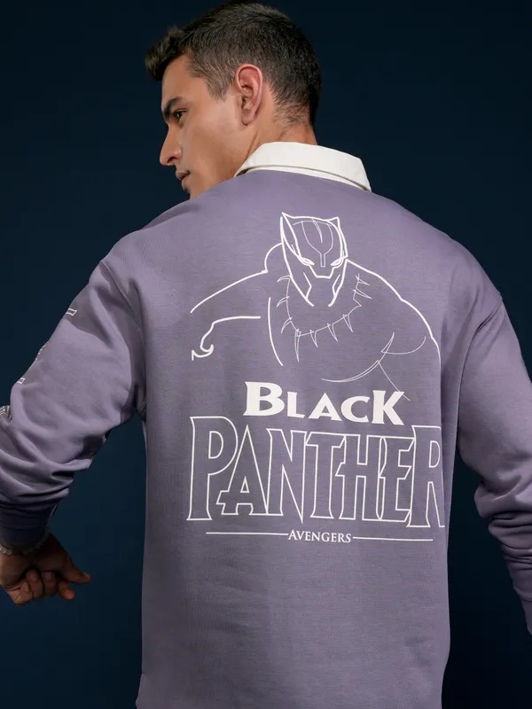 Black Panther Printed Oversized Fit Polo Collar T-Shirt