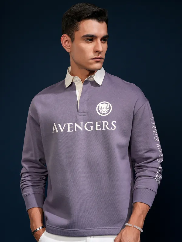 Black Panther Printed Oversized Fit Polo Collar T-Shirt