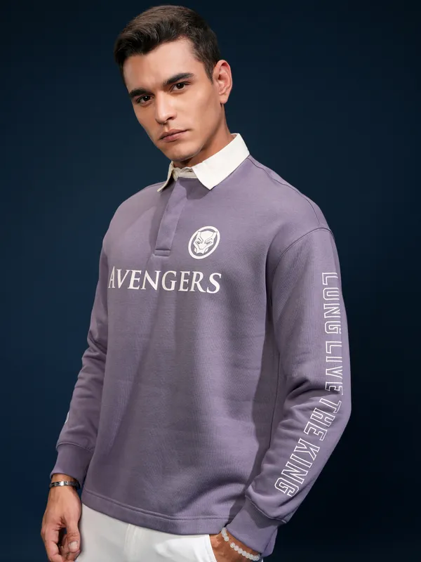 Black Panther Printed Oversized Fit Polo Collar T-Shirt