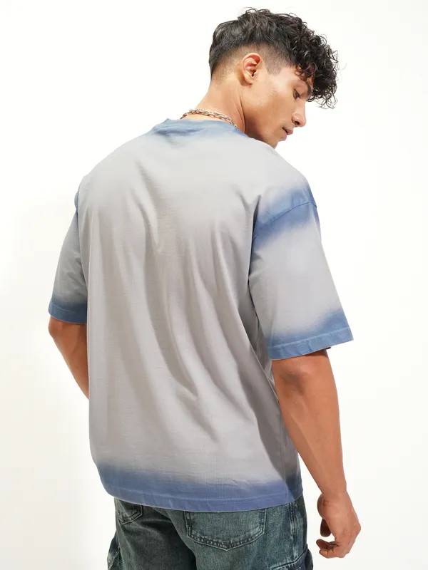 Marvel By Highlander Men Grey Venom Printed Round Neck Oversized Fit T-Shirt