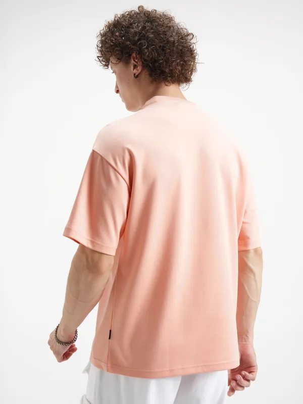 Marvel By Highlander Men Coral Avengers Printed Round Neck Oversized Fit T-Shirt