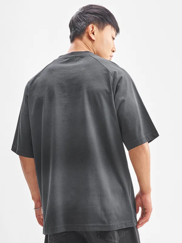 Marvel By Highlander Men Black Captain America Printed Round Neck Oversized Fit T-Shirt