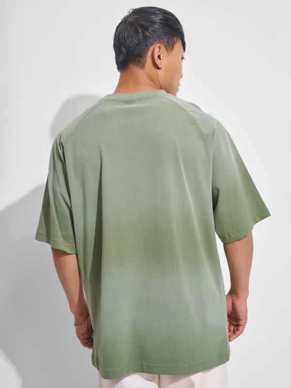 Marvel By Highlander Men Green Captain America Printed Round Neck Oversized Fit T-Shirt