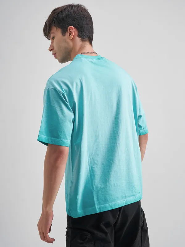 Marvel By Highlander Men Blue Captain America Printed Round Neck Oversized Fit T-Shirt