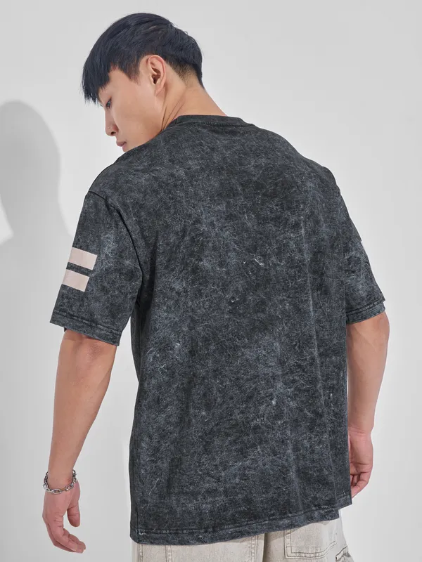 Marvel By Highlander Men Black Captain America Printed Round Neck T-Shirt