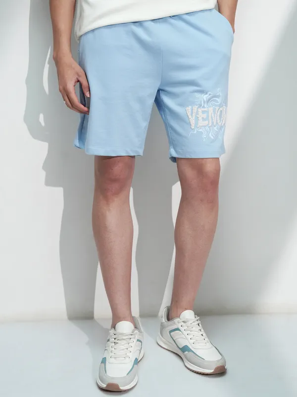 Marvel By Highlander Men Blue Venom Relaxed Fit Shorts
