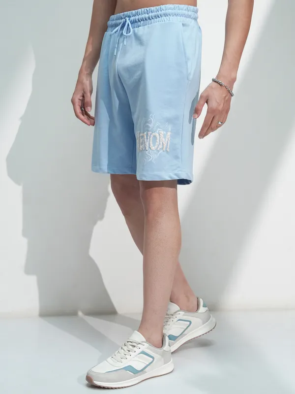 Marvel By Highlander Men Blue Venom Relaxed Fit Shorts