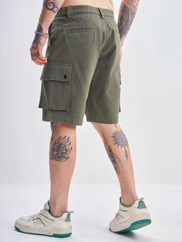 Marvel By Highlander Men Olive Black Panther Relaxed Fit Cargo Shorts