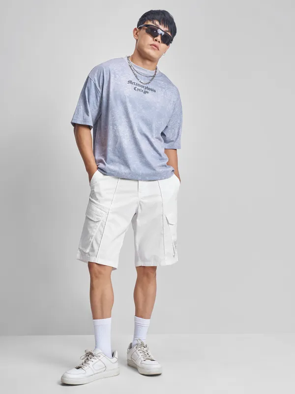 Marvel By Highlander Men White Iron Man Relaxed Fit Cargo Shorts