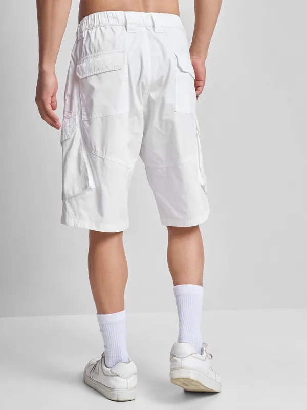 Marvel By Highlander Men White Iron Man Relaxed Fit Cargo Shorts