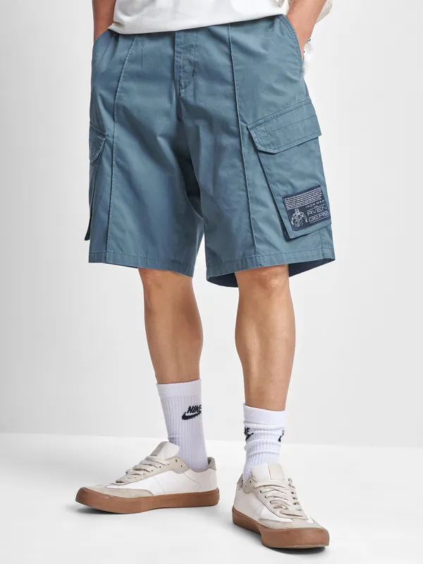Marvel By Highlander Men Blue Iron Man Relaxed Fit Cargo Shorts