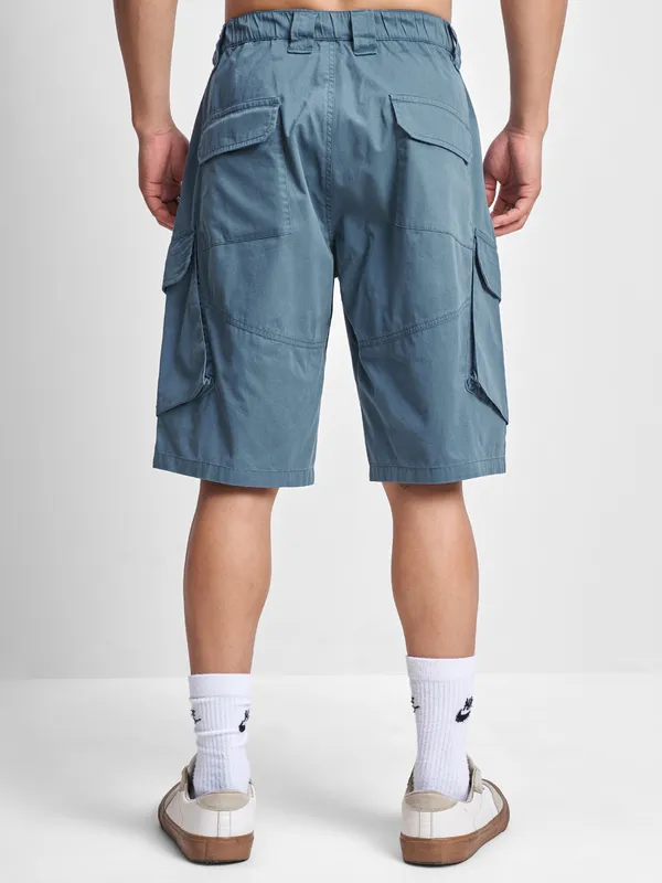 Marvel By Highlander Men Blue Iron Man Relaxed Fit Cargo Shorts