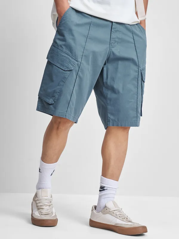 Marvel By Highlander Men Blue Iron Man Relaxed Fit Cargo Shorts