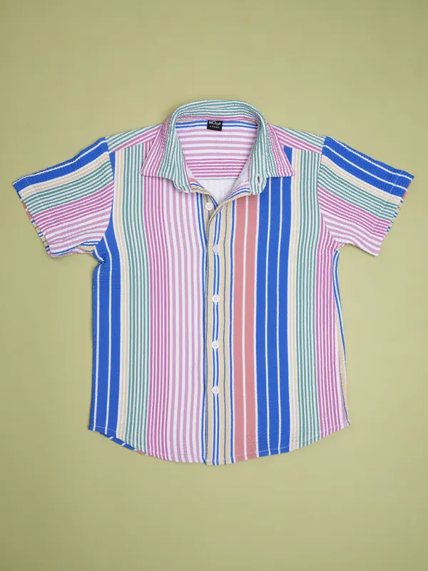 Hoop Boys Multi Striped Slim Fit Casual Shirts