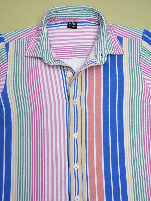 Hoop Boys Multi Striped Slim Fit Casual Shirts