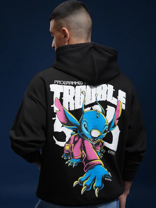Stitch Men Printed Oversized Fit Sweatshirt
