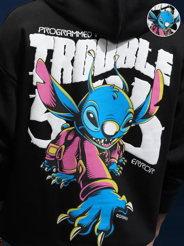Stitch Men Printed Oversized Fit Sweatshirt