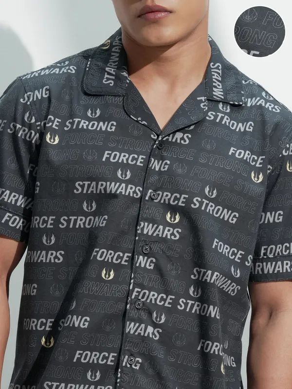 Star Wars By Highlander Men Black Darth Vader Shirt With Shorts Co-Ords