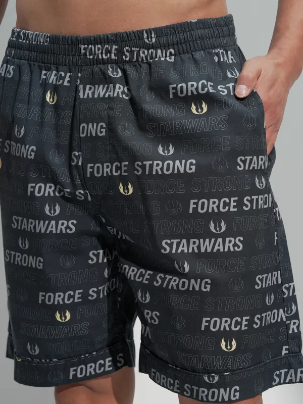 Star Wars By Highlander Men Black Darth Vader Shirt With Shorts Co-Ords