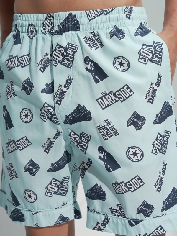 Star Wars By Highlander Men Blue Darth Vader Shirt With Shorts Co-Ords