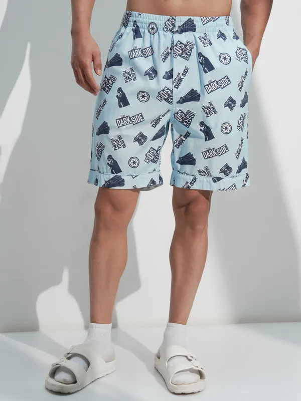 Star Wars By Highlander Men Blue Darth Vader Shirt With Shorts Co-Ords