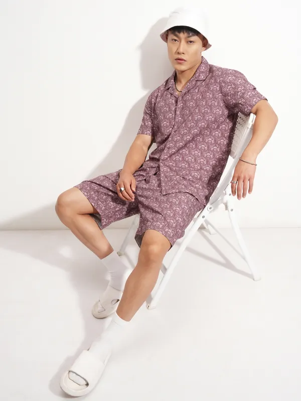 Highlander Men Purple Star Wars T-shirt With Shorts Co-Ords