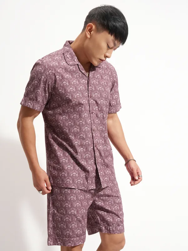 Highlander Men Purple Star Wars T-shirt With Shorts Co-Ords