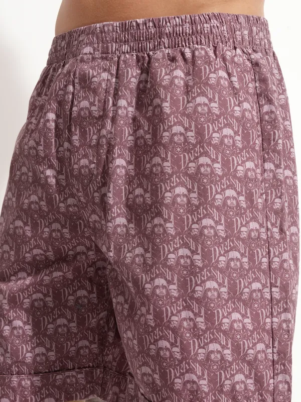 Highlander Men Purple Star Wars T-shirt With Shorts Co-Ords