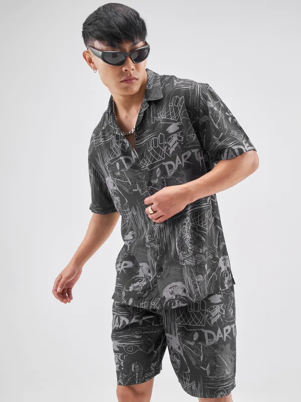 Star Wars Highlander Men Black Shirt With Shorts Co-Ords