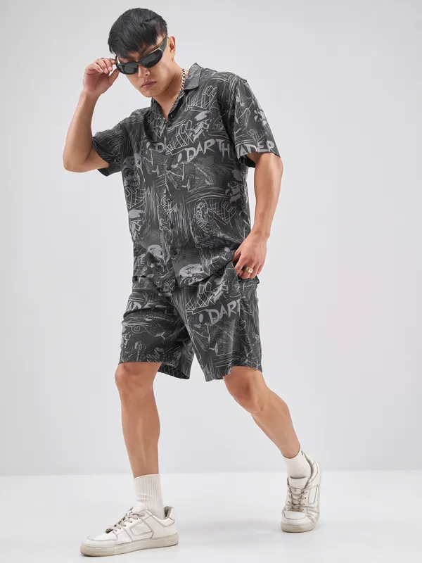 Star Wars Highlander Men Black Shirt With Shorts Co-Ords