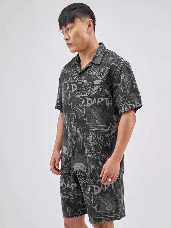 Star Wars Highlander Men Black Shirt With Shorts Co-Ords