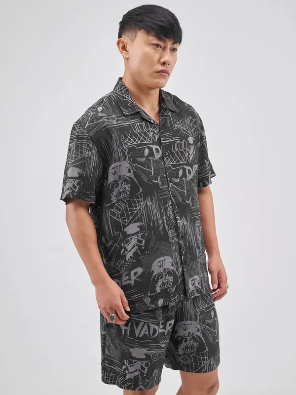 Star Wars Highlander Men Black Shirt With Shorts Co-Ords