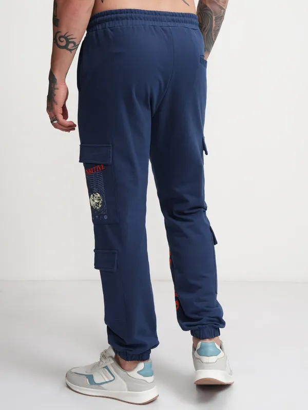 Highlander Men Navy Blue Relaxed Fit Printed Joggers