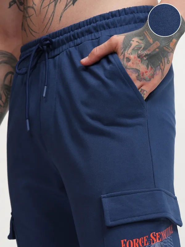 Highlander Men Navy Blue Relaxed Fit Printed Joggers