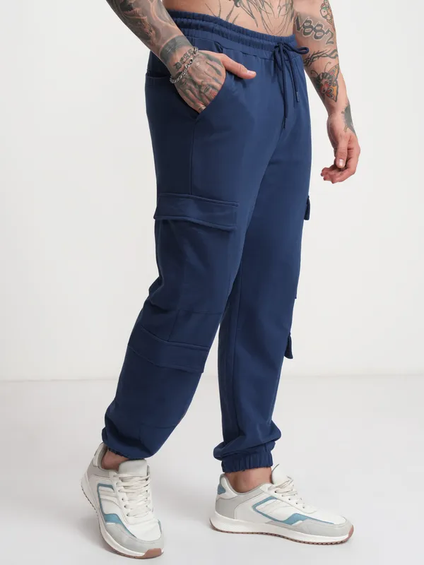 Highlander Men Navy Blue Relaxed Fit Printed Joggers