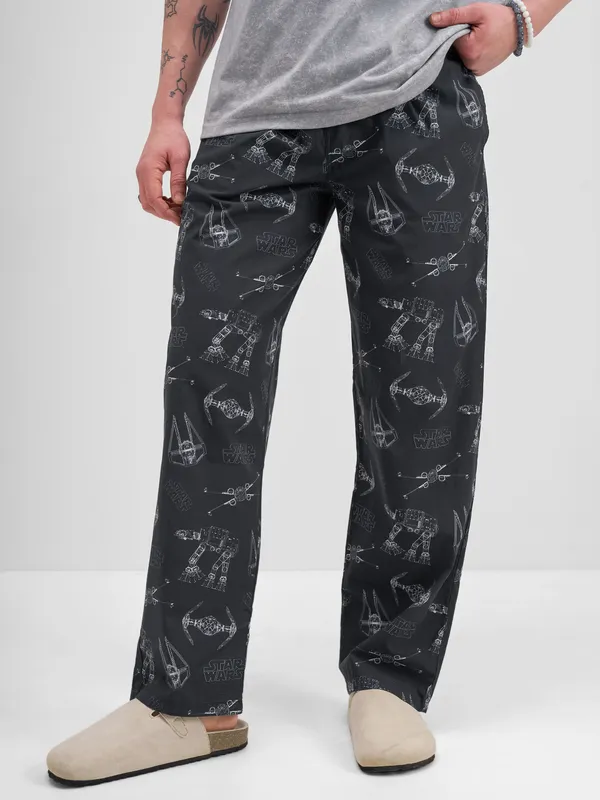 Star Wars By Highlander Men Black Star Wars Printed Lounge Pant