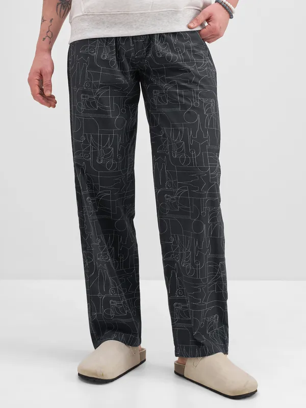 Star Wars By Highlander Men Black Star Wars Printed Lounge Pant