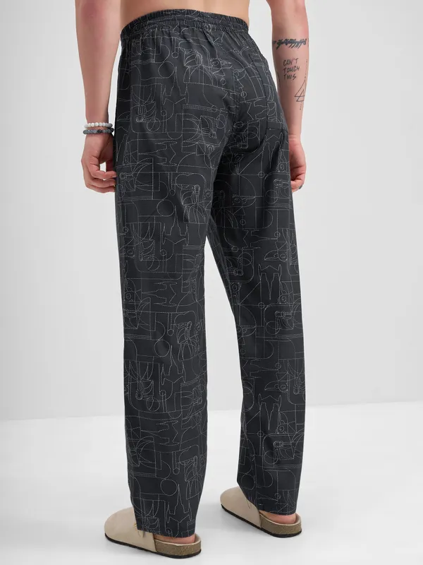 Star Wars By Highlander Men Black Star Wars Printed Lounge Pant