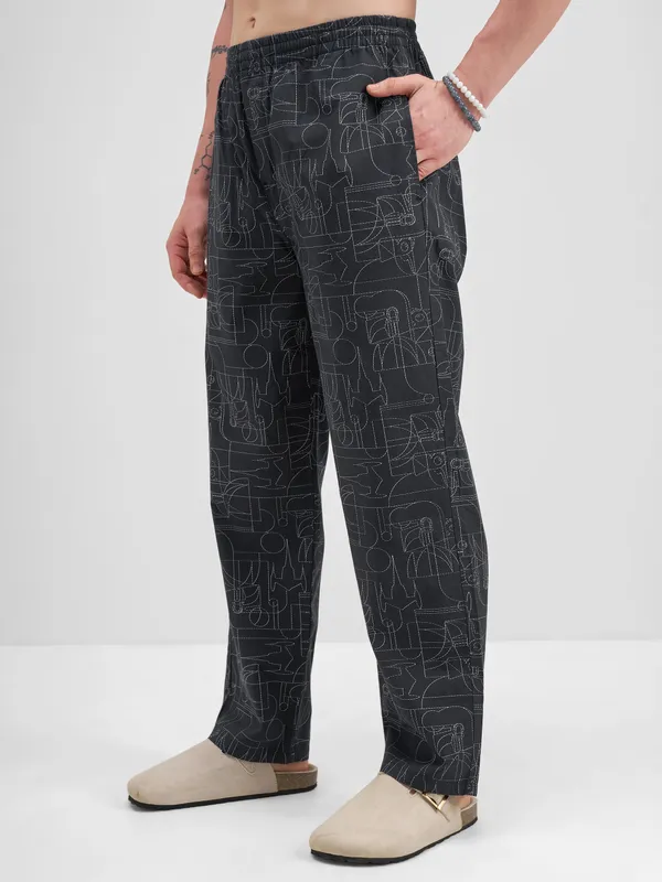 Star Wars By Highlander Men Black Star Wars Printed Lounge Pant